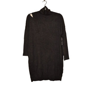 LOVE TOKEN‎ NEW $148 Cut-Out Shoulder Mock Neck Tunic Sweater Charcoal XS